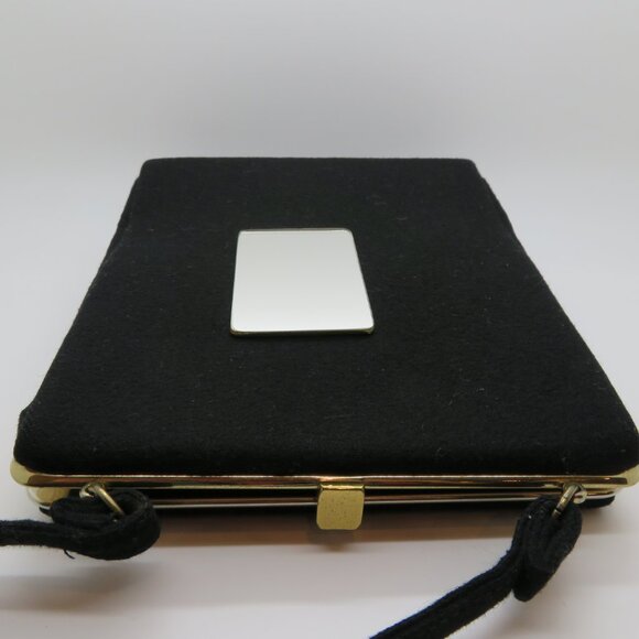 Vintage Handheld Black Wool Purse Bag L&M Spot Lite Exclusive Evening Top Handle - Picture 7 of 12